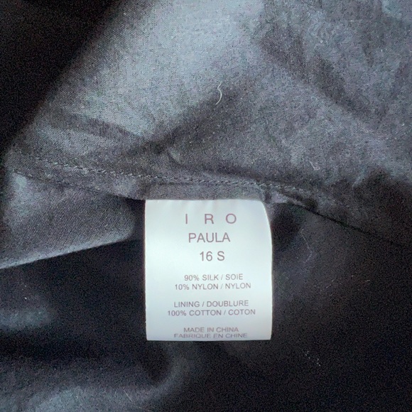 New IRO Paula Metallic Silk Tie-Front Dress Black/Silver Cotton Lined Sz 38 S - Picture 8 of 16